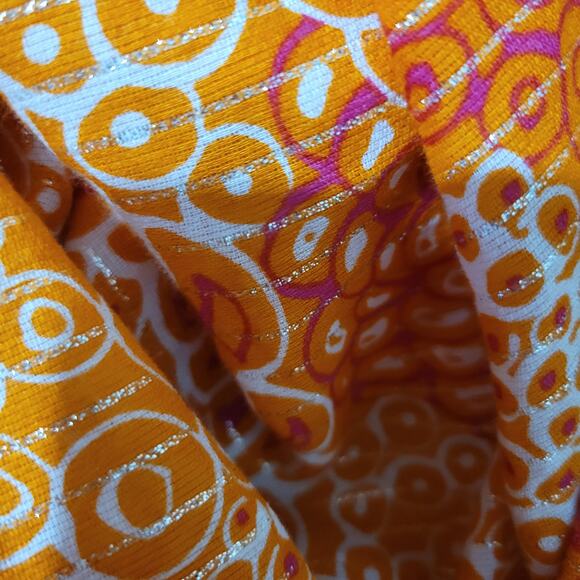 Trina Turk Halter Top Orange Metallic Tunic Keyhole Plunge Retro Y2K Size 6 - Picture 7 of 15